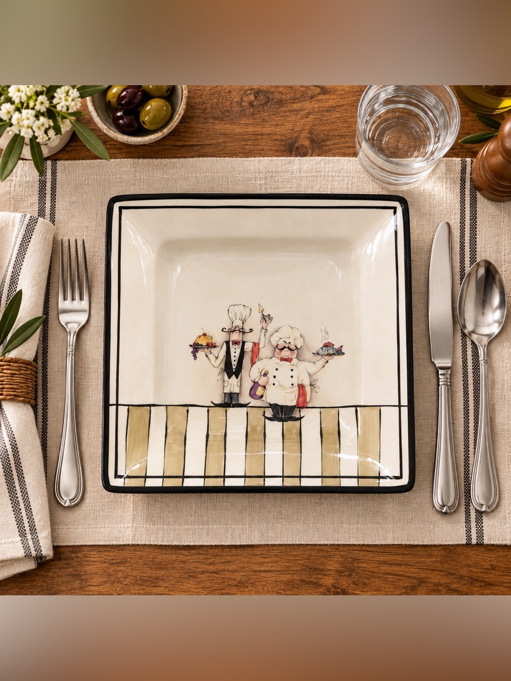 HD Designs Chef Plates Set of 8 Square Bistro